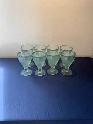 Set Of 8 Light Green Goblet Glasses