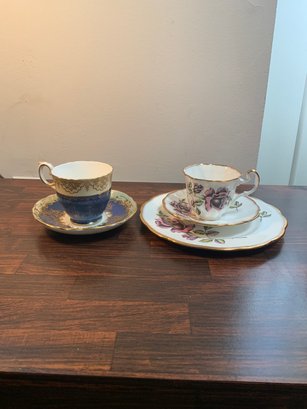 Pair Of Gorgeous Tea Cups With Matching Plates