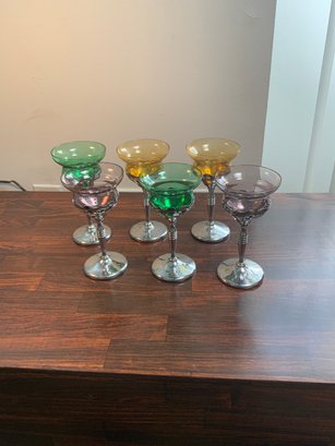Cambridge Farber Chromecraft Cocktail Glasses, Multicolored