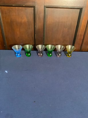 Set Of 6 Colorful Ball Shaped Base Cocktail Glasses