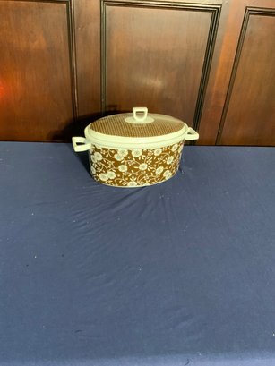 Vintae Brown And White Calicot Baking Casserole Dish