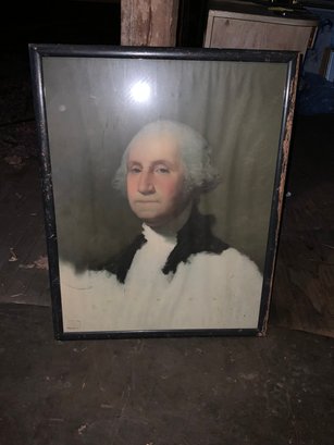 Vintage Portrait Of George Washington With Wood Frame