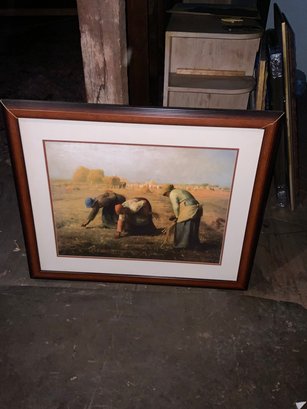 Wood Frame Print Of Woman Working In Fields