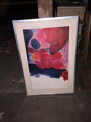 Metal Framed Abstract Watercolor Painting, 21x31