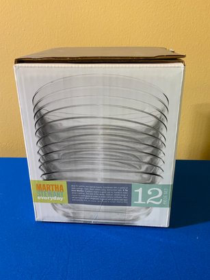 Set Of 12 Clear Glass Soup Bowls In Box