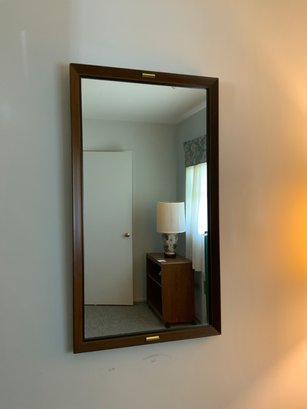 Dark Wood Mirror With Metal Accents