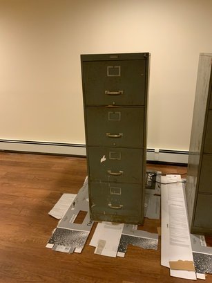 4-drawer Green Metal File Cabinet-Basement