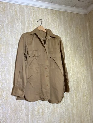 Brown Military Button Up Shirt