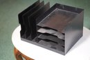 Vintage MCM Vertical Combo 6 Slot Metal Desk File Paper Organizer