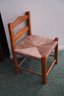 Mid 20th Century Vintage Child Size Woven Rush Seat Farm Chair