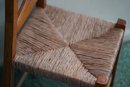 Mid 20th Century Vintage Child Size Woven Rush Seat Farm Chair