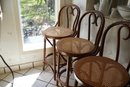 Vintage Mid Century Cane Bentwood Rattan Counter Cafe Bar Stools Set Of 4