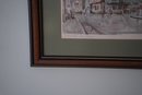 Vintage Signed Print Of German Town With Wood Frame, 14x18