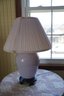 Retro Cermanic Lavender Colored Lamp With Asian Style Wood Base