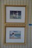 Pair Of Framed Prints  With Gold Colored Wood Frames