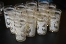 MCM Lot Of 12 Hazel Atlas Glass Monticello Horse And Carriage Cups