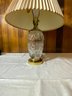 Vintage Glass/brass Lamp With Floral Engraved Pattern