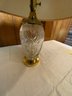Vintage Glass/brass Lamp With Floral Engraved Pattern