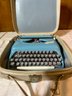 Vintage Baby Blue Consul Typewriter With Case & Key