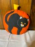 Double Sided, Vintage Jack O Lantern & Black Cat Halloween Decorative Pillow