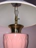 Pink Colored Porcelain Lamp With Metal Base