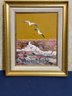 1980's Beautiful Gold Framed Arylic On Board Signed By Morris Katz 1985 Arcylic On Board Of Seagulls