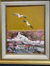 1980's Beautiful Gold Framed Arylic On Board Signed By Morris Katz 1985 Arcylic On Board Of Seagulls