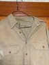 Military WW II Button Down Dress Shirt With Strips And Patches