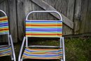Summers Coming-Vintage Rainbow Colored Folding Beach Chairs