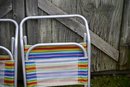 Summers Coming-Vintage Rainbow Colored Folding Beach Chairs