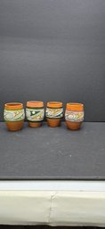 Set Of 4 Clay Pottery Made In Panama Mugs