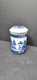 Chinese Blue And White Porcelain Tea Mug With Infuser And Lid Set