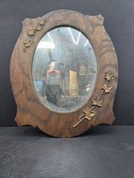 Antique Wood Mirror With 3d Flower Design