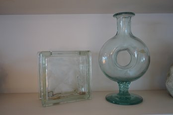 Lot Of Two Vintage Glass Vases