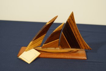 Wooden Sailboat Sculpture By M. Angelos