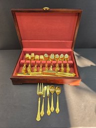 146 Pieces Stainless Steel Japan Gold Color Silverware Set With Case