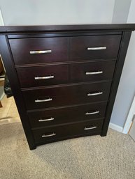 Great Condition Tall Boy 7-Draw Basset Merlot Color Finished 5 Drawers Dresser