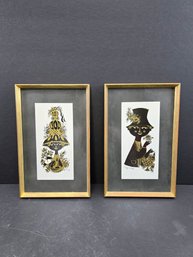 Lot Of 2 Bjorn Wiinblad Black And Gold Prints,  (7.5x11.75 Inches)