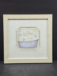 Bathroom Print In Fading White Frame, (14x14 Inches)