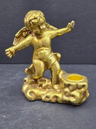 Gold Cherub Single Candle Holder