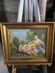 Antique Oil Reproduction Painting Signed (15x17 Inches)