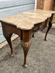Antique Desk/Console Marble Top Table With Drawers