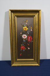 Lovely Oil On Board Floral Painting Of Spanish Origin In Gilt Frame - Signed Lower Right