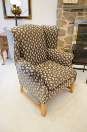 Brown Upholstery W/ Leag Wingback Chair