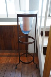 Standing Metal Candle Holder With Glass Insert