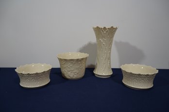 Lot Of 4 Lenox Pieces: Vase/bowls