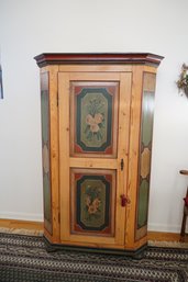 Wood Armoire Hand Painted With Key