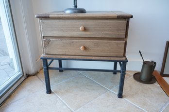 2-drawer Wood Standing Nightstand With Metal Legs