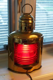 Brass Electric Boat Lantern Red