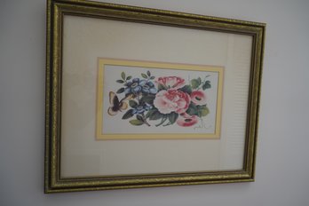 Gold Colored Frame Print Of Flowers